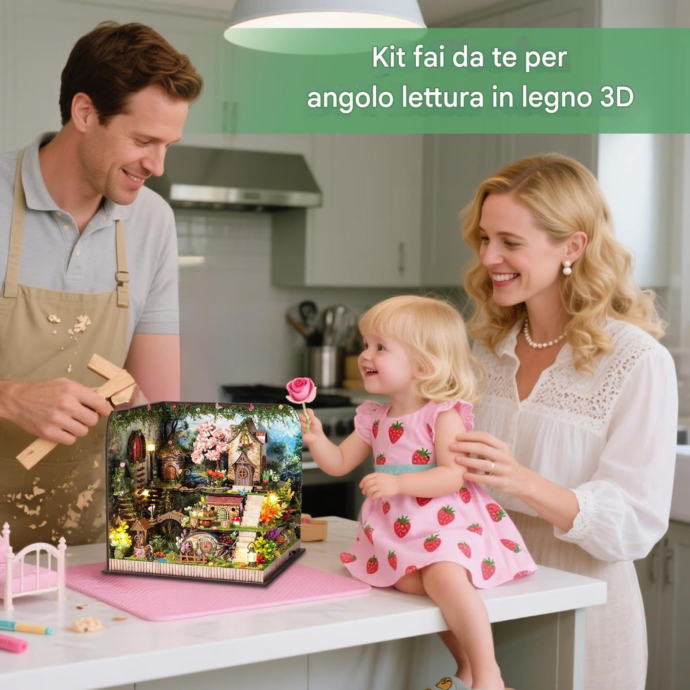 Casa in Miniatura Kit Creativo per Angolo Lettura Fai da Te, Decorazione da | Decorazione Artigianale Fiorita Adolescenti, Casa, Biblioteca, Camera Da , Espositore Per Libreria, Vacanze