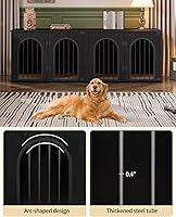 Vista 6 de 180 cm Mueble de jaula para perros para 2 perros, perrera de interior resistente con soporte para TV, jaula de madera XL con divisor para perros