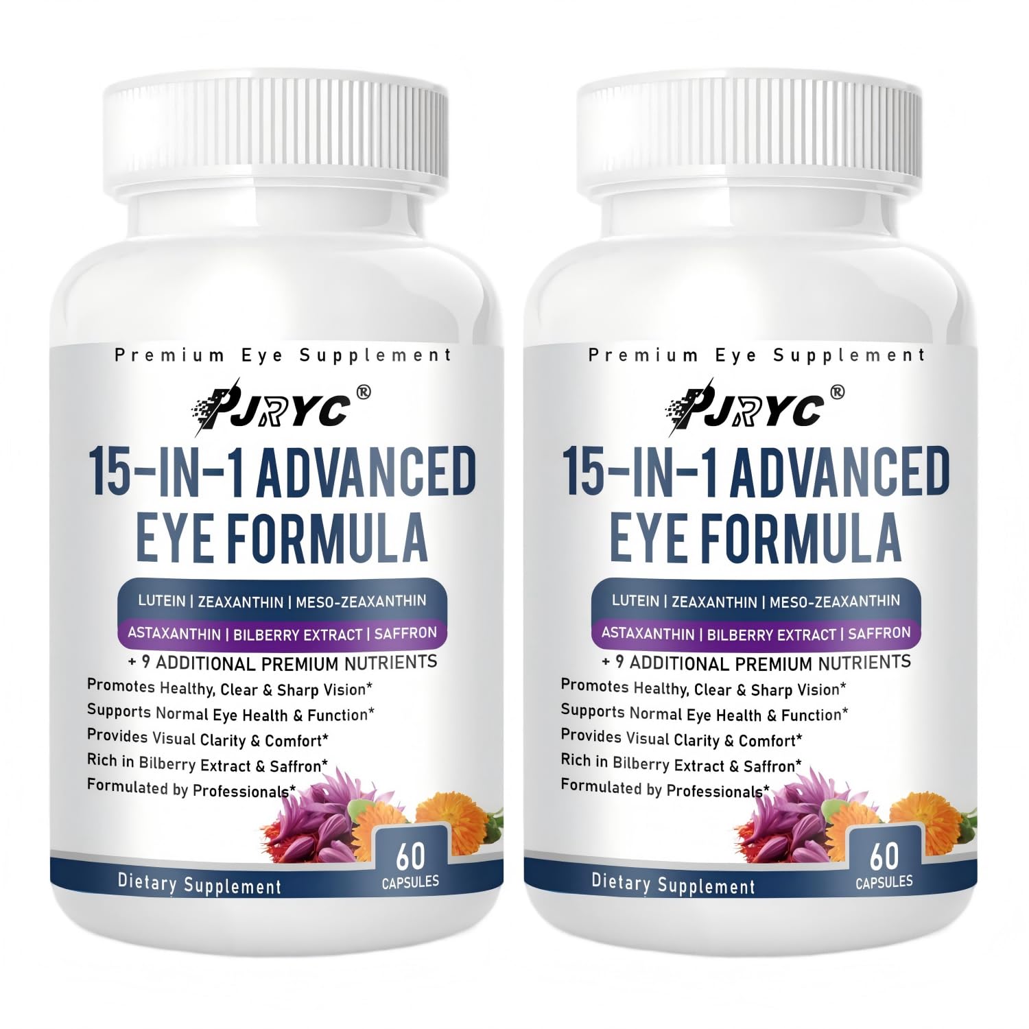PJRYC 15 in 1 Advanced Eye Formula, with 3 Carotenoids, Lutein,120 Capsules