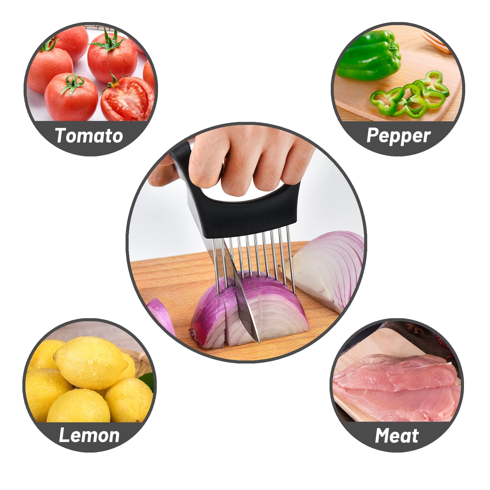 Coupe-Légumes En Acier Inoxydable - Tranche Oignons, Tomates, Pommes De Terre Et Viande