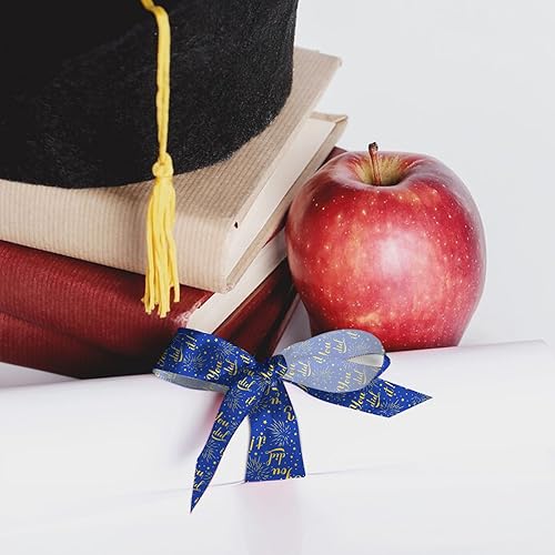 Miniatura 3 de Hying 4 cintas de graduación 2025, cintas de grogrén de 1 pulgada y 38 pulgadas de ancho, cintas metálicas de clase de 2025, cintas azules de
