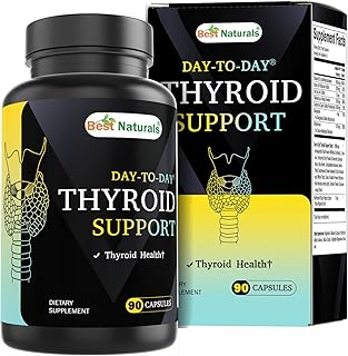 Best Naturals Day-To-Day Thyroid Support Supplement, 90 Vegetable Capsules, Made with Iodine, Zinc, B12, Ashwagandha, L-Ty...