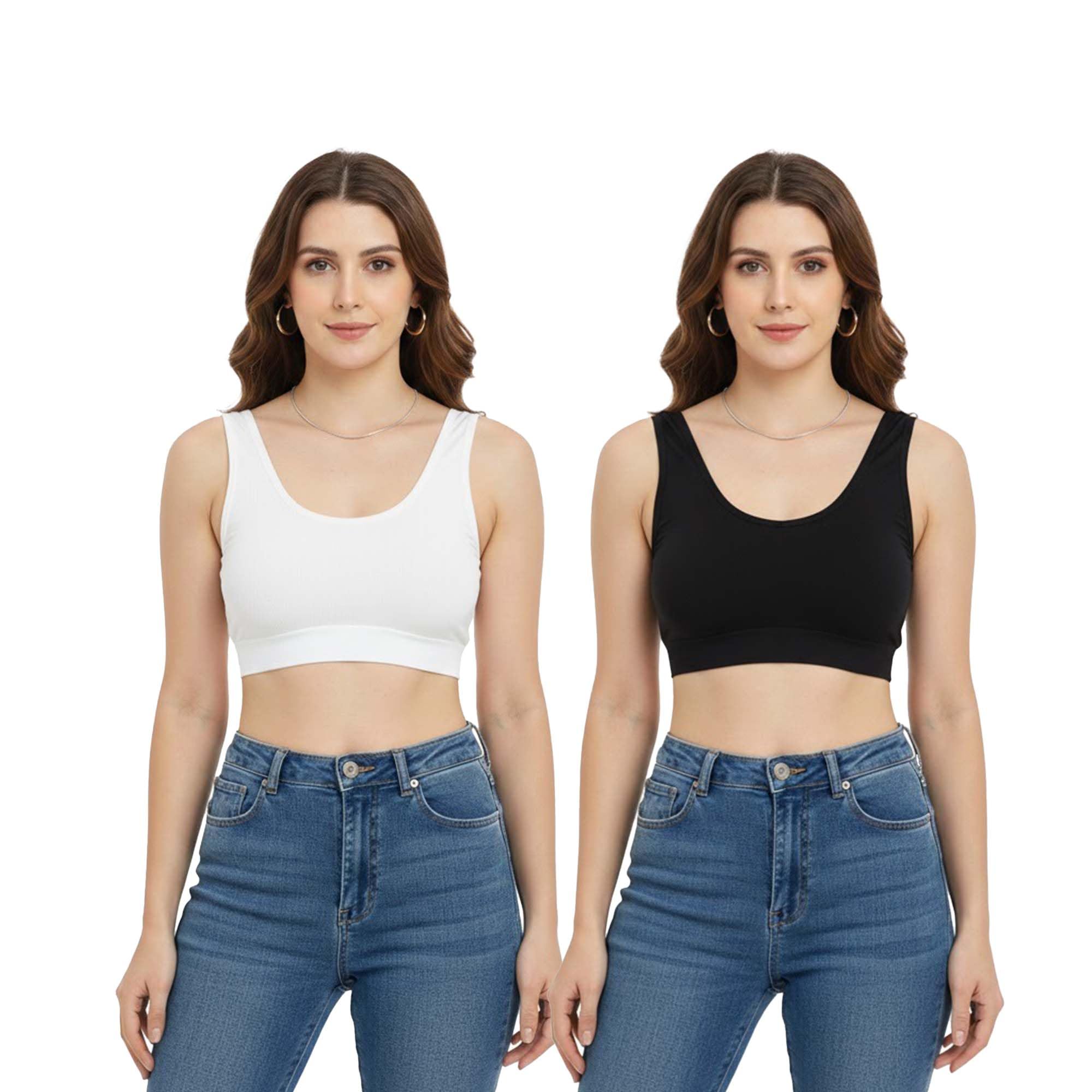 aquazzura Combo Pack Broad Elastic Tencel Cotton Lycra Sports Bra 4 Way Stretchable Breathable Workout Bra for Gym Yoga Running (28 to 34)-picture-41