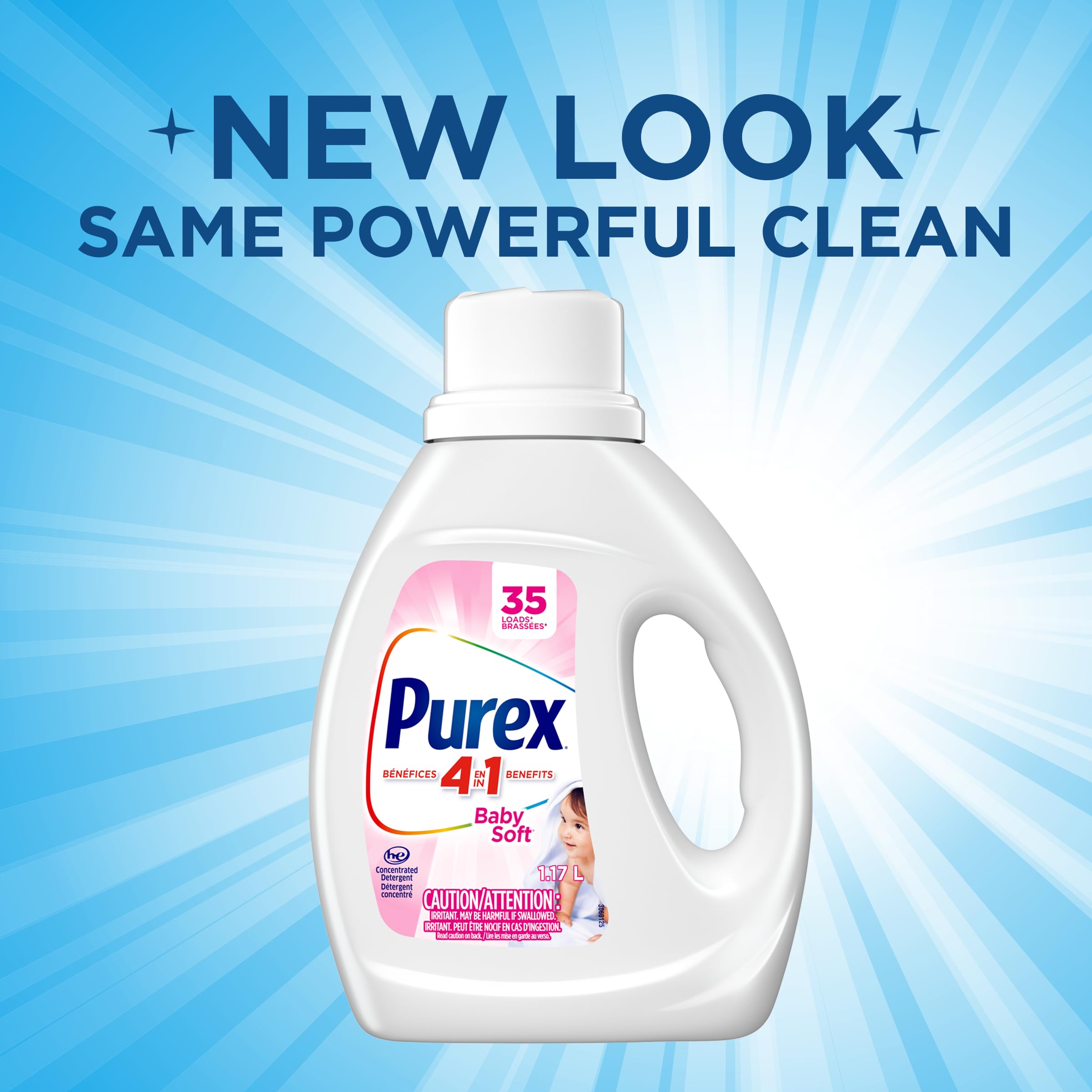 Purex Baby Soft, Concentrated Hypoallergenic Liquid Laundry Detergent for Babies, Free of Dyes, Pediatric Dermatologist Tested, Gentle on Skin, 1.17L, 35 Wash Loads, HE Compatible - 3