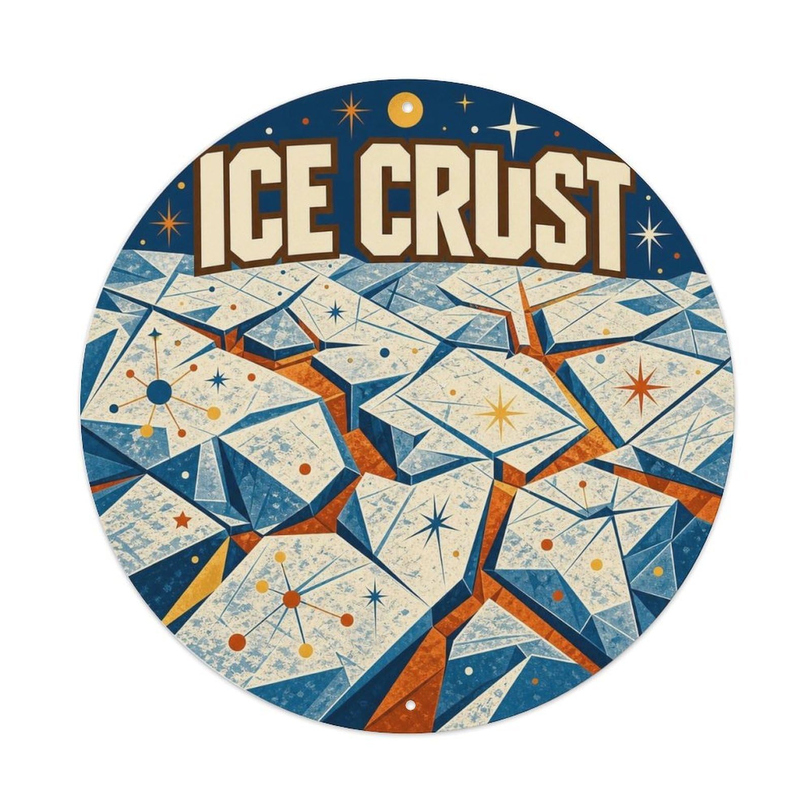 Europa Ice Moon Ocean World Celestial Astrobiology Metal Tin Sign Plaque Wall Decor for Cafe, Man Cave, Club Bar, Office, Home Garden Round Metal Poster 8x8Inch