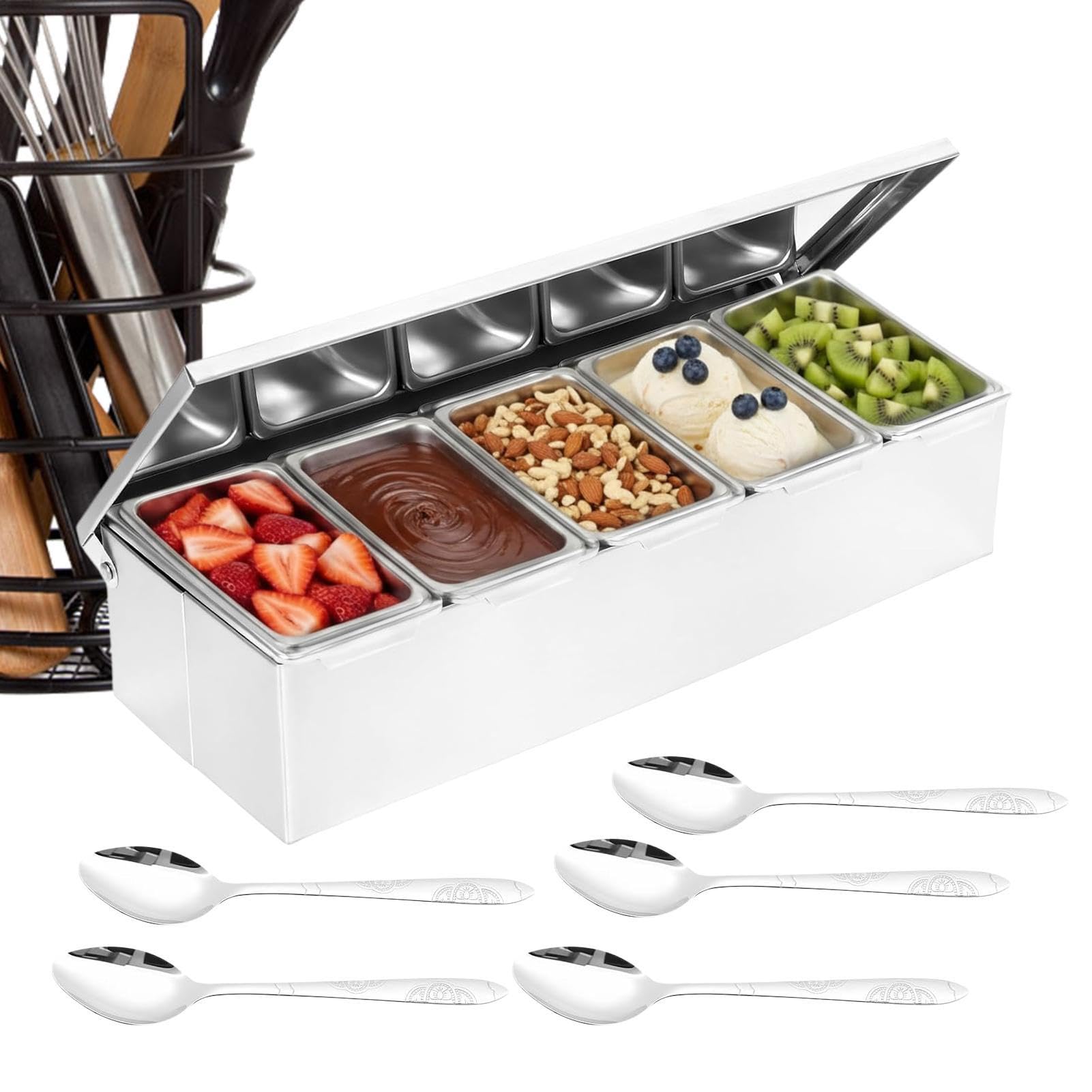 Générique Scatola Di Condimento Con Coperchio Conserva-sale cucina | Vassoio per condimenti per cuochi, appassionati, chef, genitori, armadio, guardia, campeggio, auto,