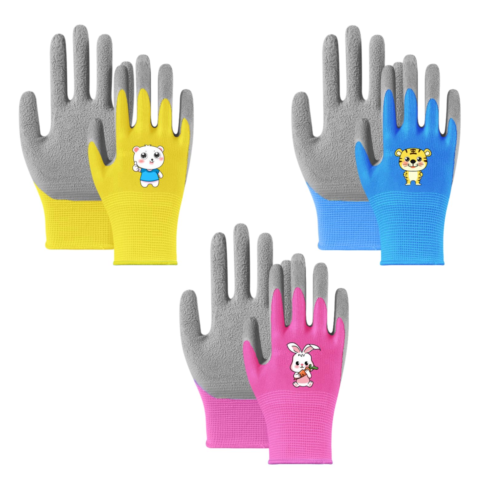 Embhlitfe 3 Pcs Kids Gardening Gloves for Age 3-7,Childrens Gardening Gloves Toddler Garden Gloves Childrens Work Gloves,Comfortable Kids Work Gloves Kids Safety Work Glovess for Boys Girls (xs(3-7))
