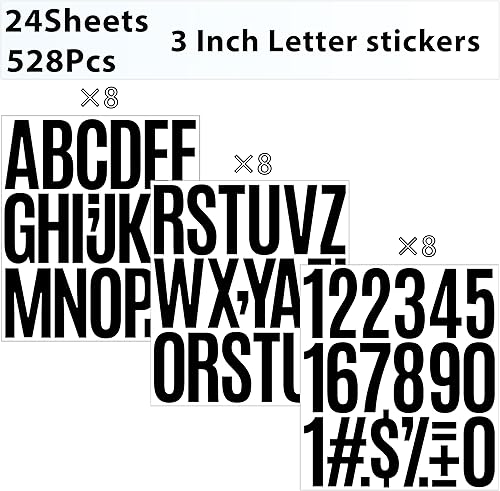 Miniatura 3 de 24 hojas de letras para tablón de anuncios de 3 pulgadas, 528 calcomanías de letras grandes, calcomanías de vinilo autoadhesivas de letras grandes