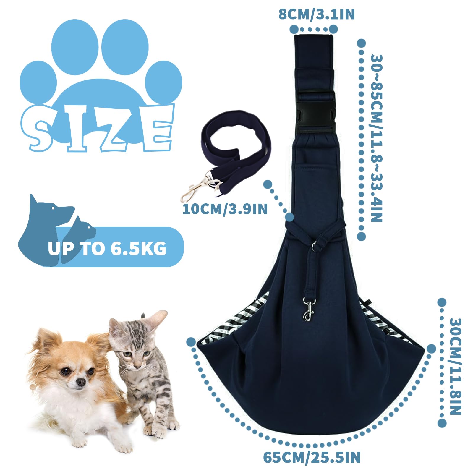 Torba do noszenia psa, torba na ramię dla zwierząt domowych, dwustronna, do 7 kg, regulowana, chusta do noszenia psa, torba do noszenia psa na spacery/aktywności na świeżym powietrzu