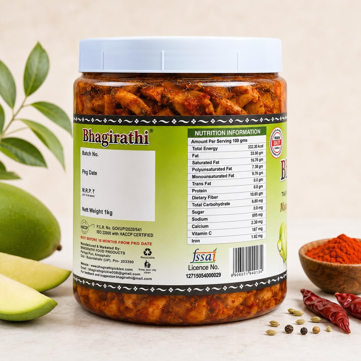 Bhagirathi Mango Hing Kerry Pickle Spicy and Tangy Aam Hing Ka Achar, oil free and homemade Traditional Indian Achar 1 Kg 1