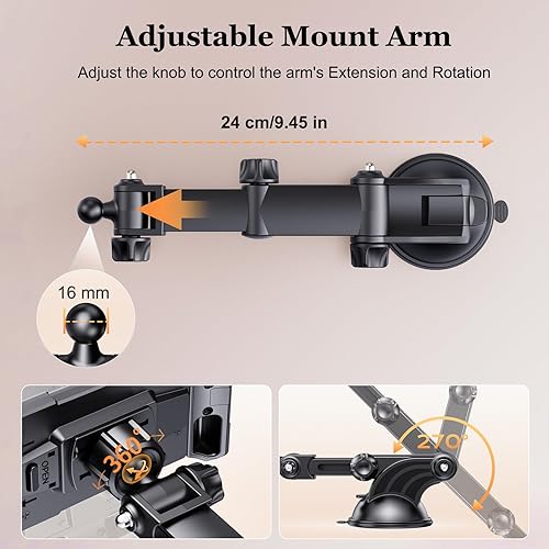 Miniatura 8 de OHLPRO Soporte para tablet para tablero de automóvil soporte de ventosa escritorio de pared para parabrisas, soporte ajustable para iPad mini Air