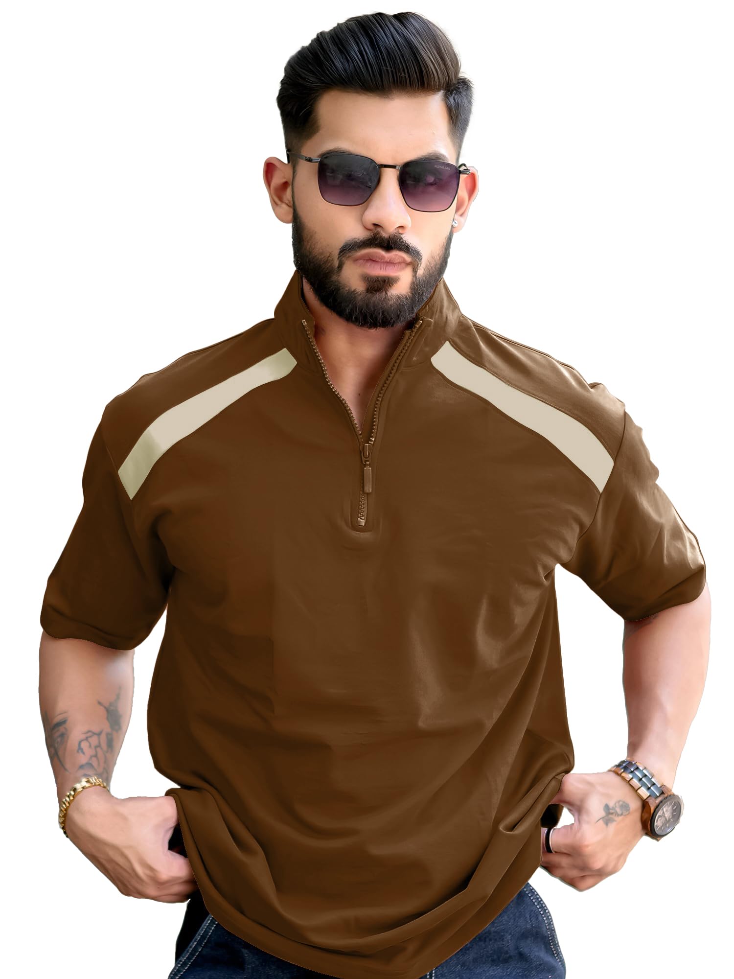maniac ||High Neck Tshirt for Men||3/4th Sleeve||Half Zipper Regular Fit Tshirt for Men||Turtle Neck Tshirts for Men-picture-54