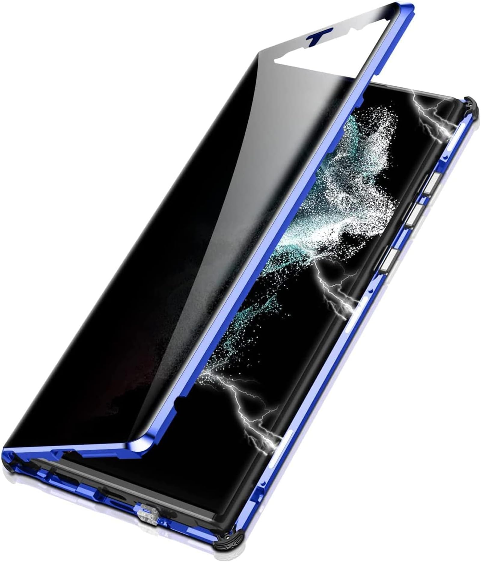 Iszi Blue Privacy Magnetic Case For Samsung Galaxy A54/A52 Anti Peeping Double Sided Tempered Glass Phone Case Magnetic Adsorption Metal Bumper Flip Cover,,For Samsung A52