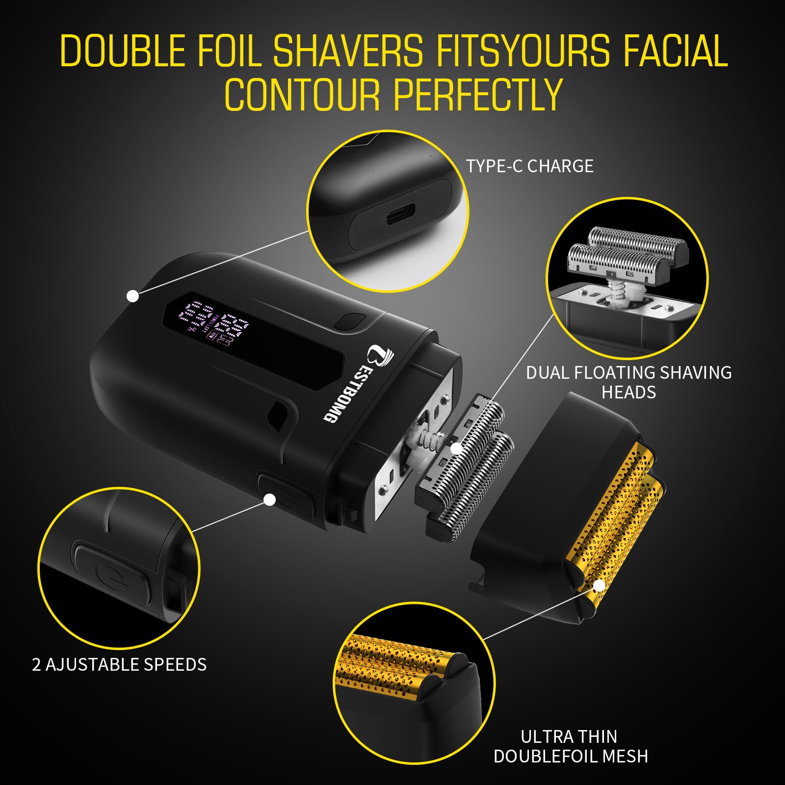 BESTBOMG® Haarschneidemaschine für Männer, professionelle Haarschneidemaschine, Bartschneider & wiederaufladbares Rasierer-Set, Metall-T-Klinge, LED-Display, Friseur-Haarschneide-Set für Männer