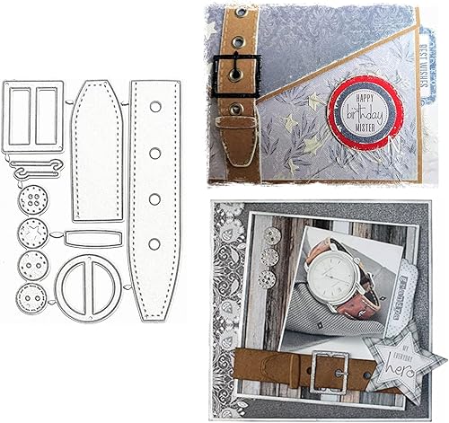 hinana Marco de cinturón y hebilla, troqueles de metal, plantillas de corte de correa para manualidades, álbumes de recortes, fotos, troqueles de