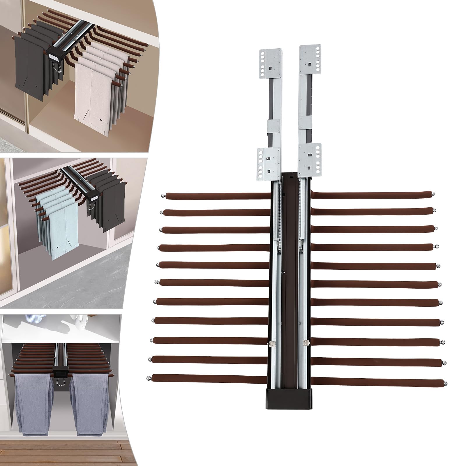 Percha para pantalones extensible, multifuncional con 22 brazos, soporte para pantalones, ahorra espacio, suspensión para pantalones con amortiguador silencioso para colgar diferentes prendas