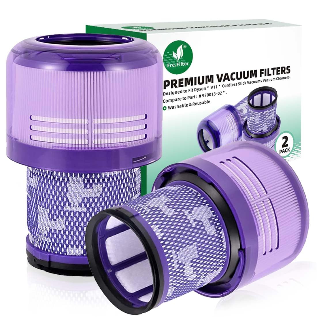 2 Pack V15 V11 Filters Replacement Compatible with Dyson V11 Animal, V11 Torque Drive, V11 Complete, V11 Extra, V15/V15s Detect, Washable, Reusable Cordless Vacuum Filter for Pet Hair, Dirt, Dust