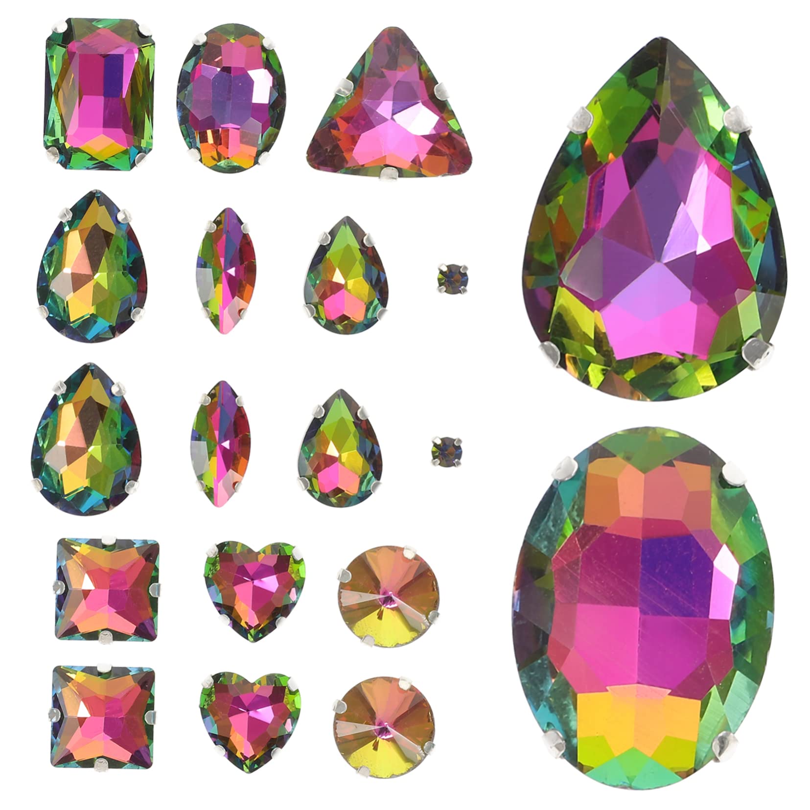 Angoily 5 Series Decoración De Perforación De Garras Pedrería De Uñas Rhinestones for Nails Coser Pedrería Materiales Garra De De Imitación Ropa Diy Pedrería Vidrio 50 Piezas X 5