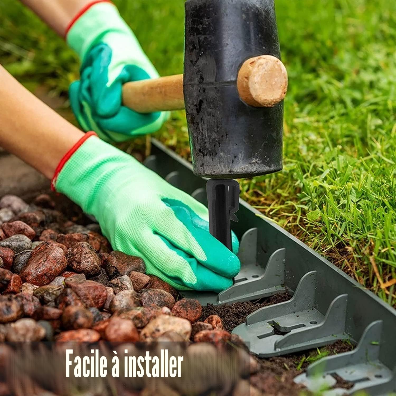 LATERN 25 Pièces Piquets de Sol en Plastique, 25CM Piquets de Bordure de Paysage Robustes Piquets de Tente Pointes D'ancrage pour Tentes Planche Terrasse Bordure Pelouse Jardin Extérieur (Noir)