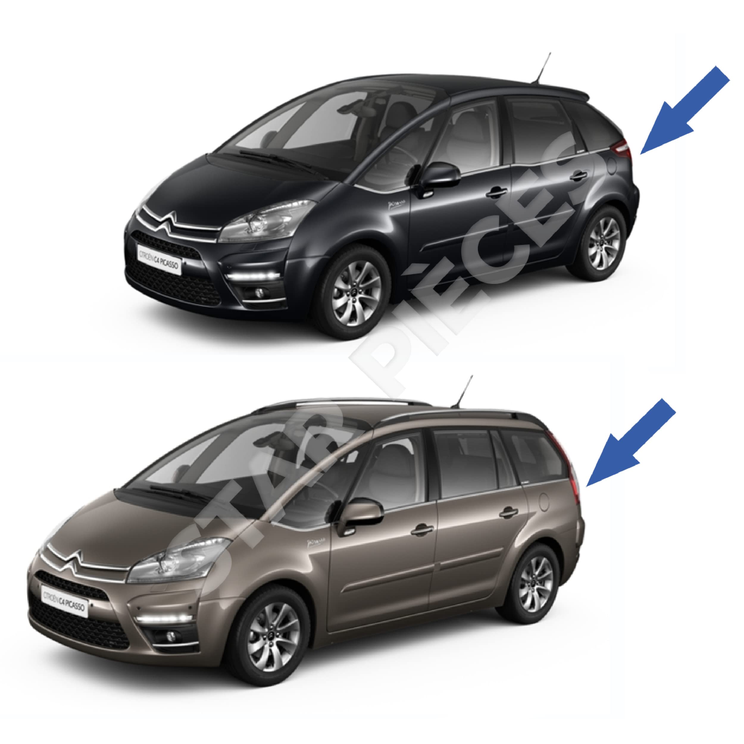 Maneta de maletero + contactor compatibles para C4 Picasso y C4 Grand Picasso (2007-2013) Manilla con botón apertura del maletero | toma oval | 6554ZZ | 8726V7