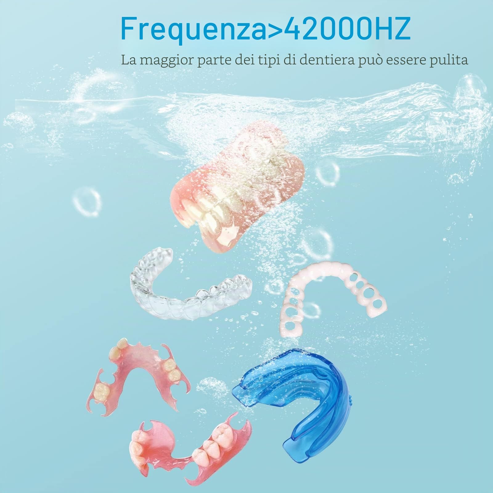 Macchina di pulizia ad ultrasuoni UV per protesi, allineatori, fermi, vasche sbiancanti, paradenti, macchina di pulizia ad ultrasuoni per tutti gli apparecchi dentali (200ML)
