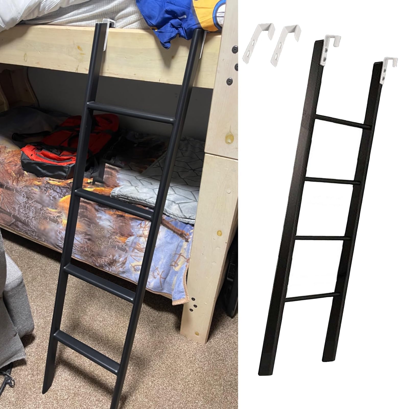 Escalera metálica para subir a un loft con peldaños seguros y estables