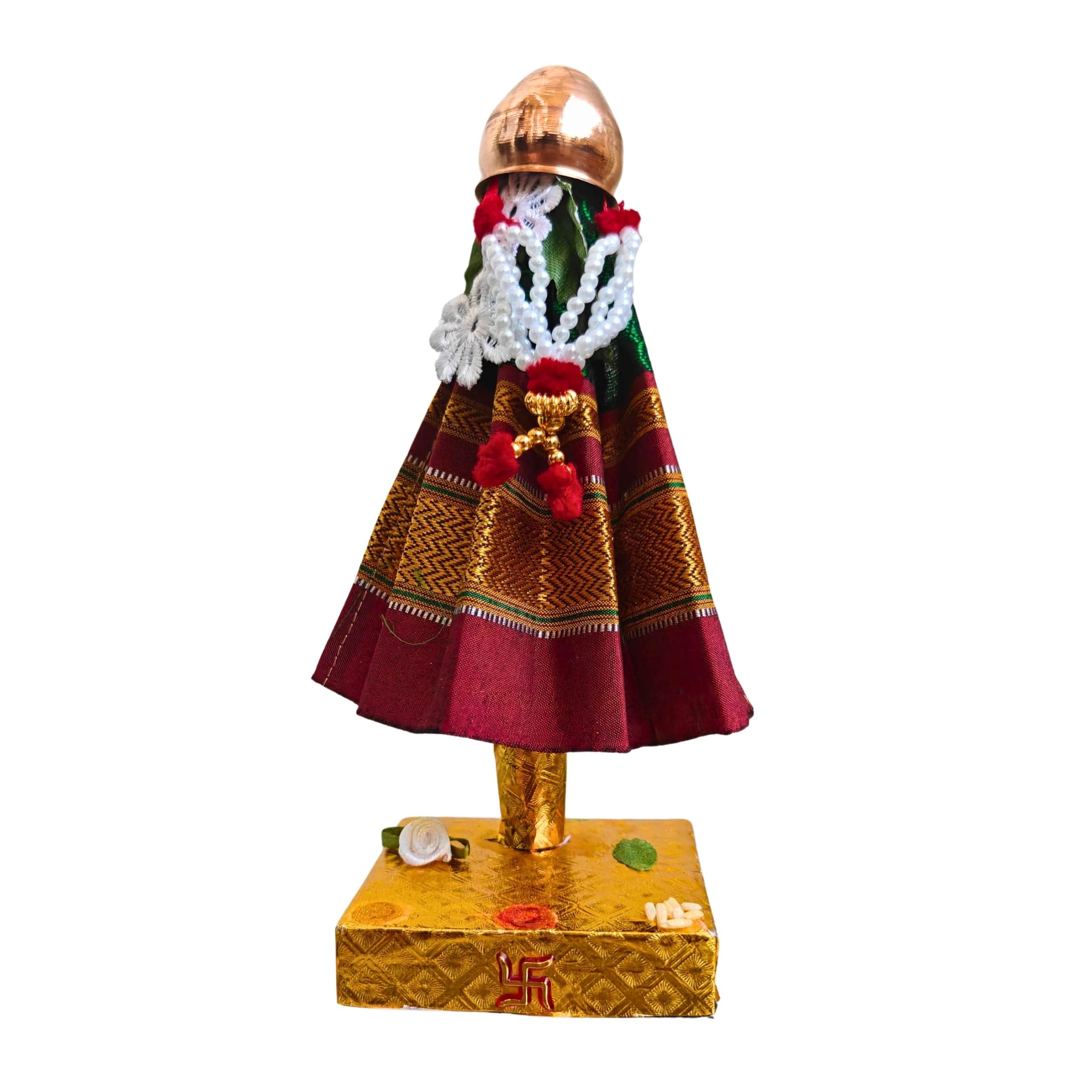 readymade gudhi (green, khun, 8 inch) – gudi padwa showpiece | maharashtrian festival gudipadwa stand | gudhipadwa gift, home & office décor, traditional gudipadva decoration