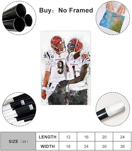 Miniatura 7 de Póster deportivo Justin Jefferson en lienzo para decoración de pared pinturas para sala de estar dormitorio sin marco 12 x 18 pulgadas 118 x 177in