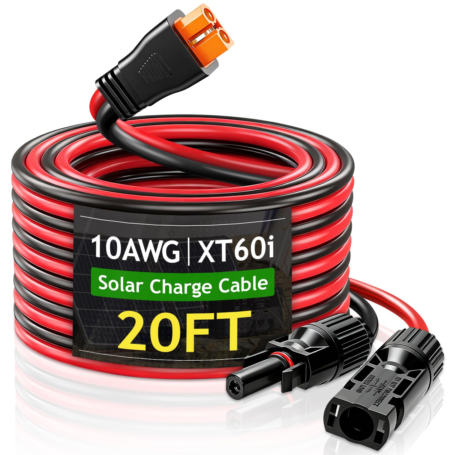 Câble d'extension de panneau solaire vers XT60i de 6 m - 10 AWG - Câble d'extension de charge solaire vers XT60i (prise femelle) pour camping-car, station d'alimentation portable, générateur solaire
