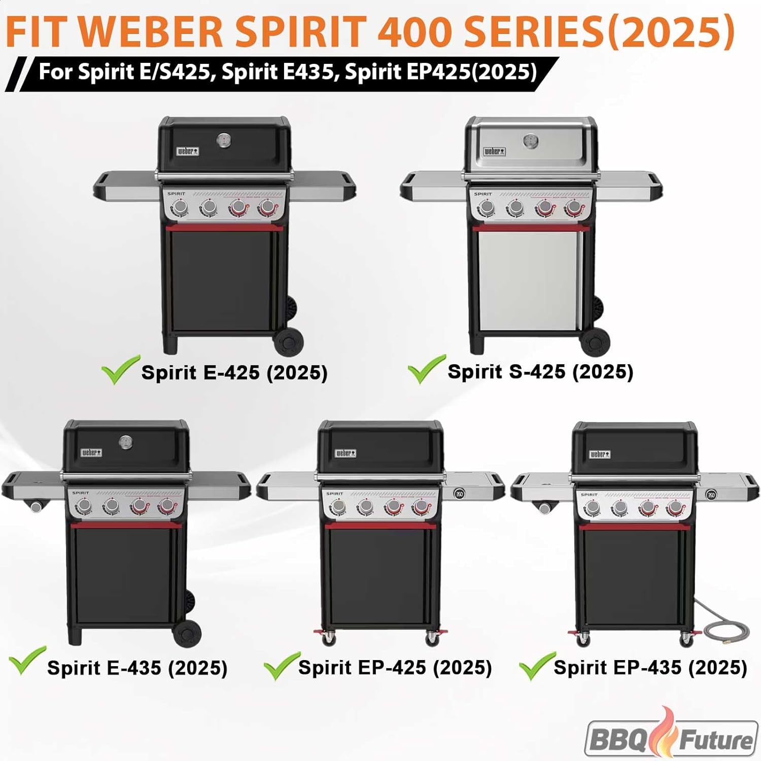 Full Size Griddle Insert with Handles for Weber Spirit 400 Series(2025 Models), Flat Top Grill Insert Replacement Parts for Weber Spirit E425 S425 E435 EP425 EP435(2025), Non-stick Carbon Steel, Black