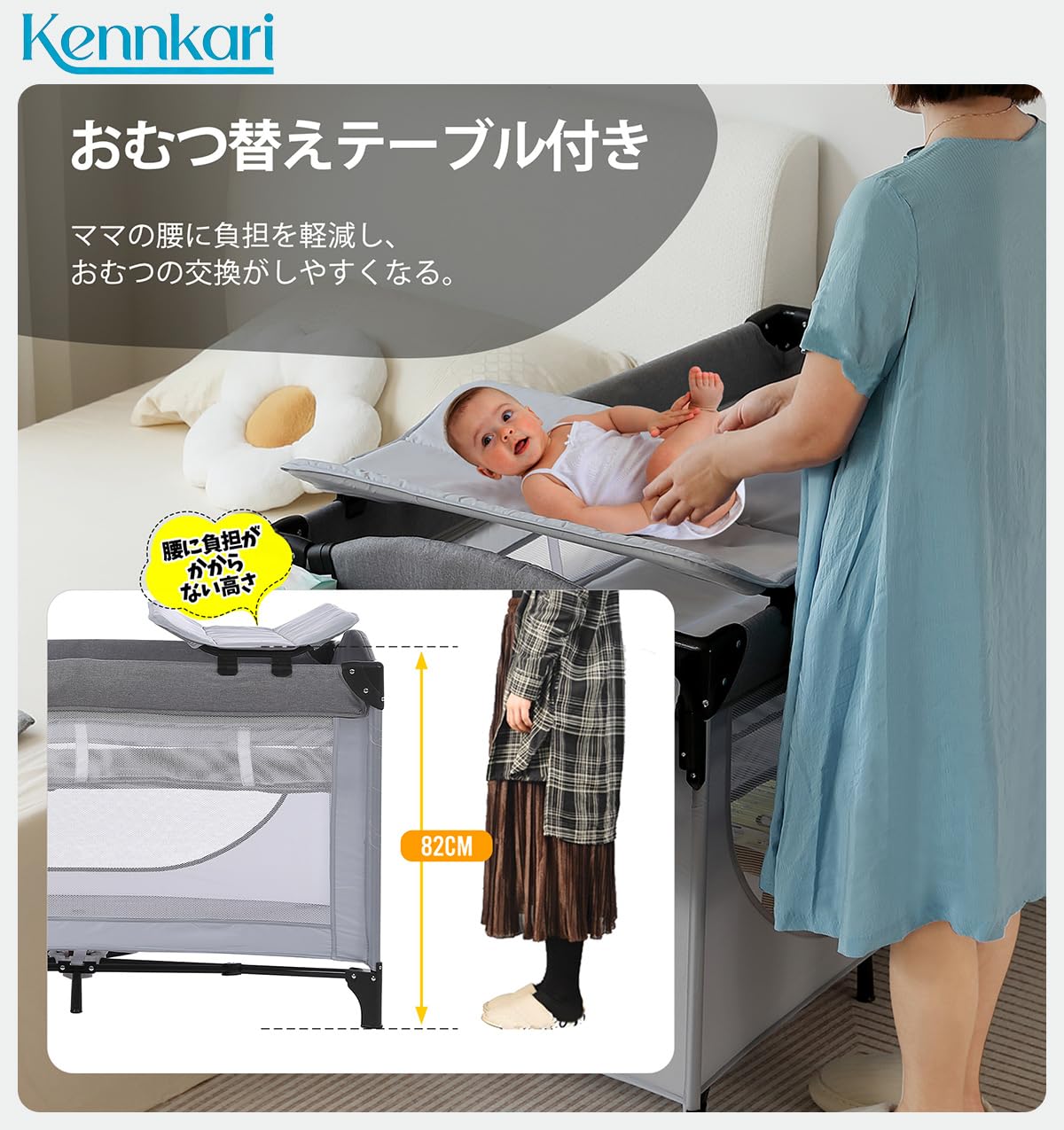 Amazon.co.jp: Kennkari プレイヤード 折りたたみ ベビーサークル
