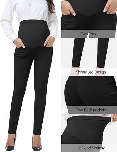 Miniatura 2 de PACBREEZE Women's Maternity Work Pants Stretchy High Waist Skinny Leg Pregnancy Business Casual Dress Pants