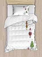 Vista 135 de Ambesonne Juego de funda de edredón color menta, líneas onduladas horizontales a rayas blancas abstractas de tonos suaves, exhibición de arte