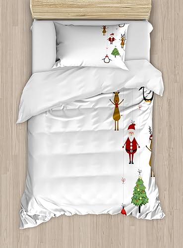 Miniatura 135 de Ambesonne Juego de funda de edredón color menta, líneas onduladas horizontales a rayas blancas abstractas de tonos suaves, exhibición de arte