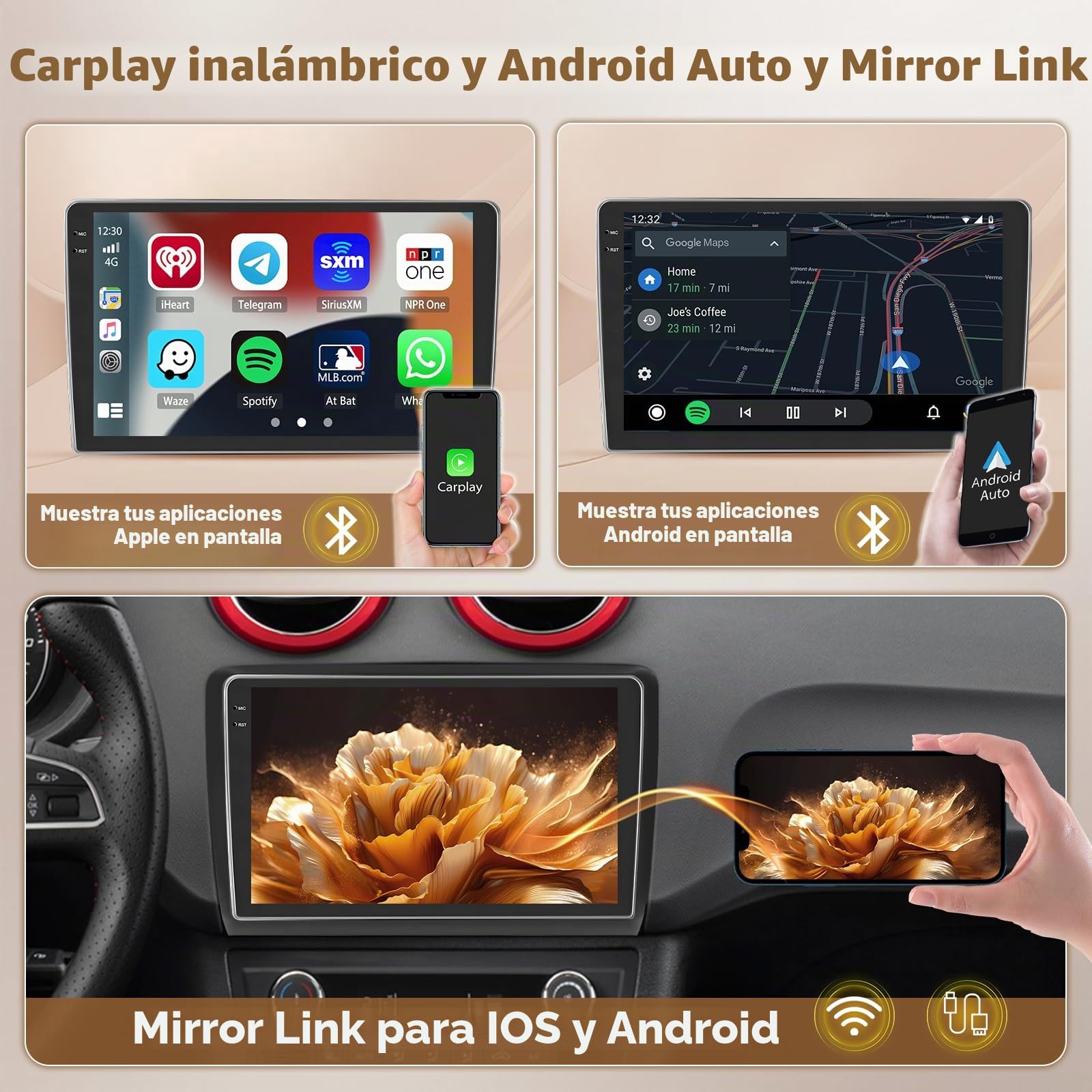 4G+128G Android 15 Radio Coche Seat Ibiza 2016-2017 9" CarPlay