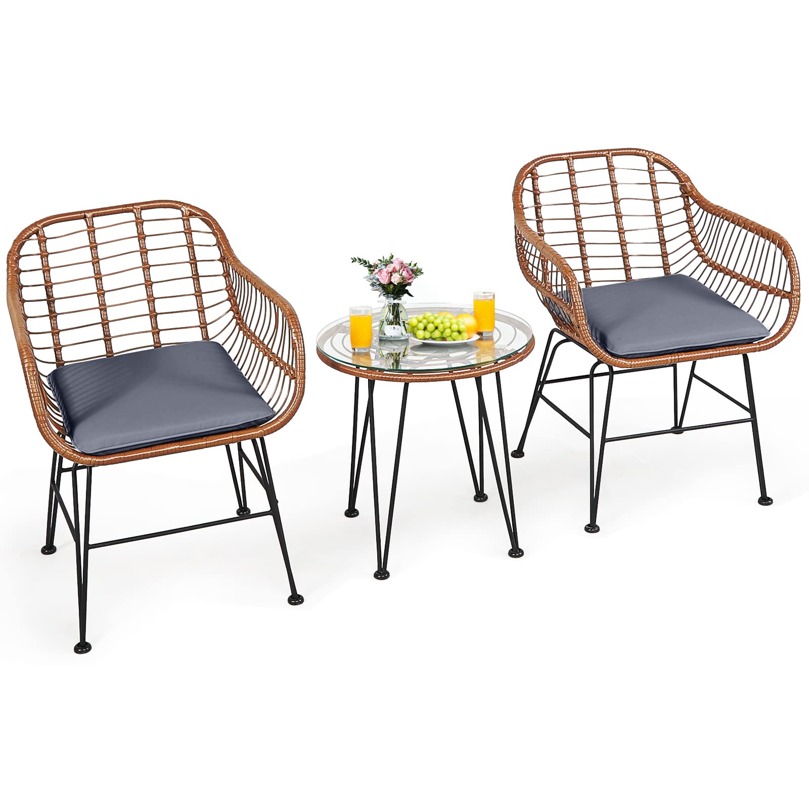 Tangkula Wicker Conversation Set