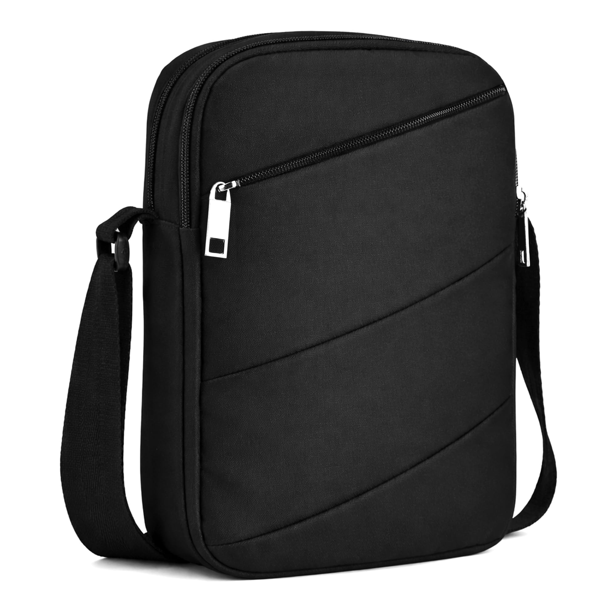 jagezi small sling crossbody bags for men, passport side bag for men, mens hand bag for travelling | Mens One Side bag with 4 outer front compartment | Travel, Office, Multipurpose uses (Black)-picture-18