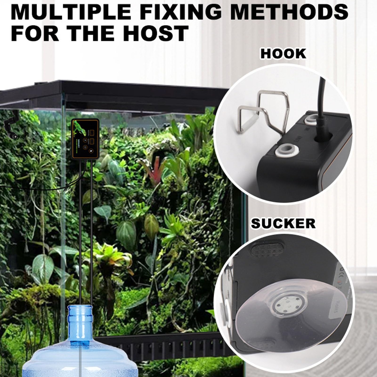 de nebulización con temporizador para tanque Rainforest, control táctil silencioso, pulverizador automático para reptiles con temporizador, boquillas ajustables 360, CC de 5 V,
