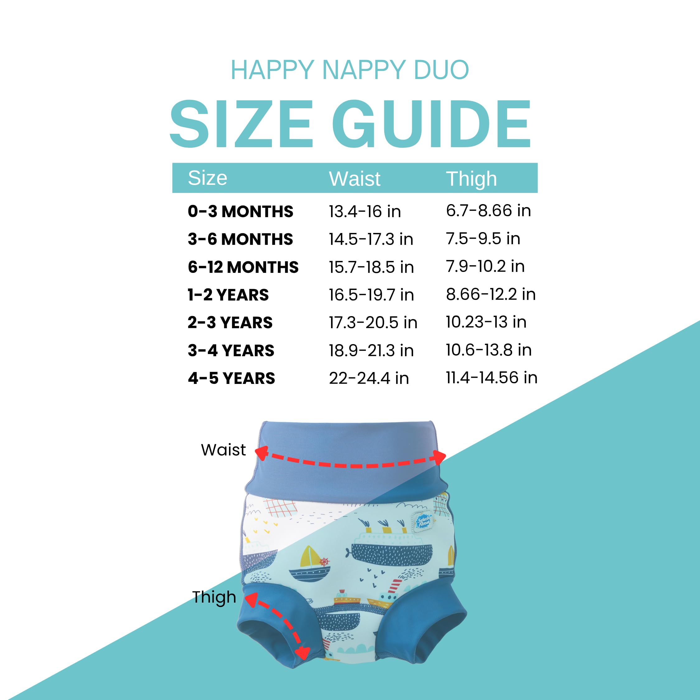 Splash About Happy Nappy Duo Wiederverwendbare Schwimmwindel, Tug Boats, 6-12 monate
