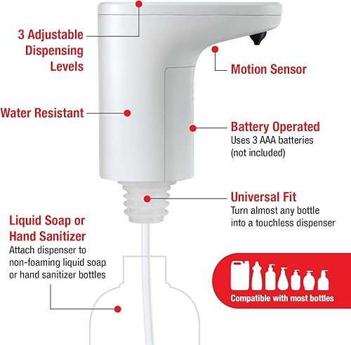 Miniatura 3 de First Safety Bomba sin contacto para jabón líquido de manos y desinfectante de manos (paquete de 6)