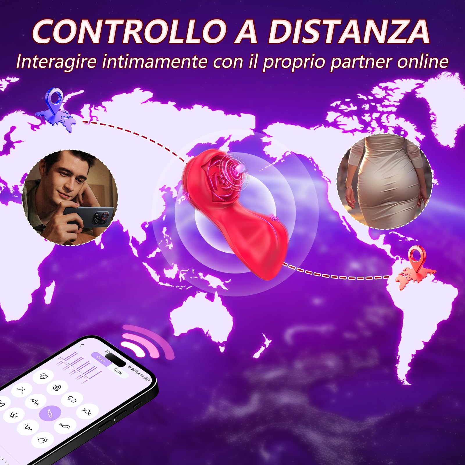 Vibratoriper Donne Sex Toy Per Coppie - Vibratoreper Donna Professionale Stimolatore Clitorideo per Lei con 7 Vibrazioni, Vibratore Indossabile a Farfalla con App e Telecomando Sexytoysys Coppia