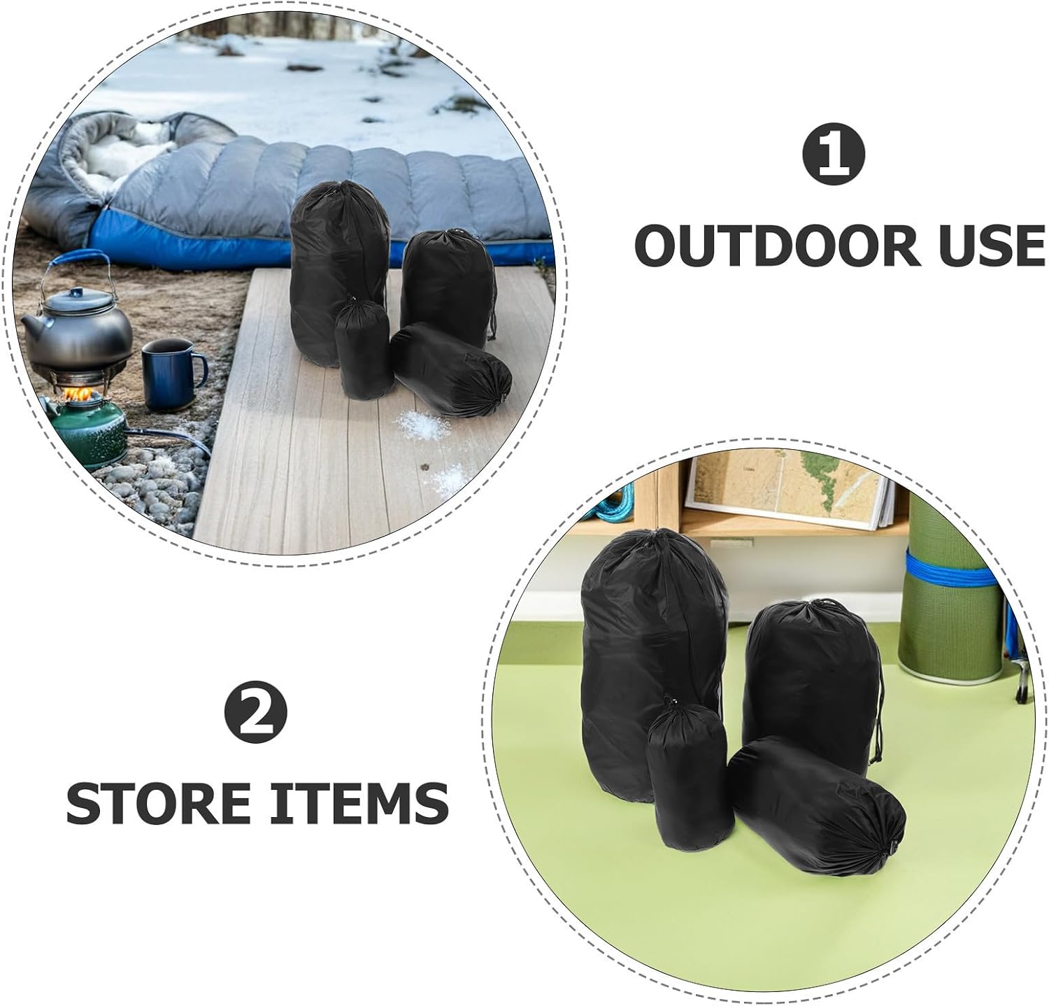 4pcs Jacket Compression Storage Bag Black Chinlon Outdoor Sack | Waterproof, Space Saving Organizer for Travel and Camping, Lightweight Portable Pouch for Clothes and Hiking Blanket Bag