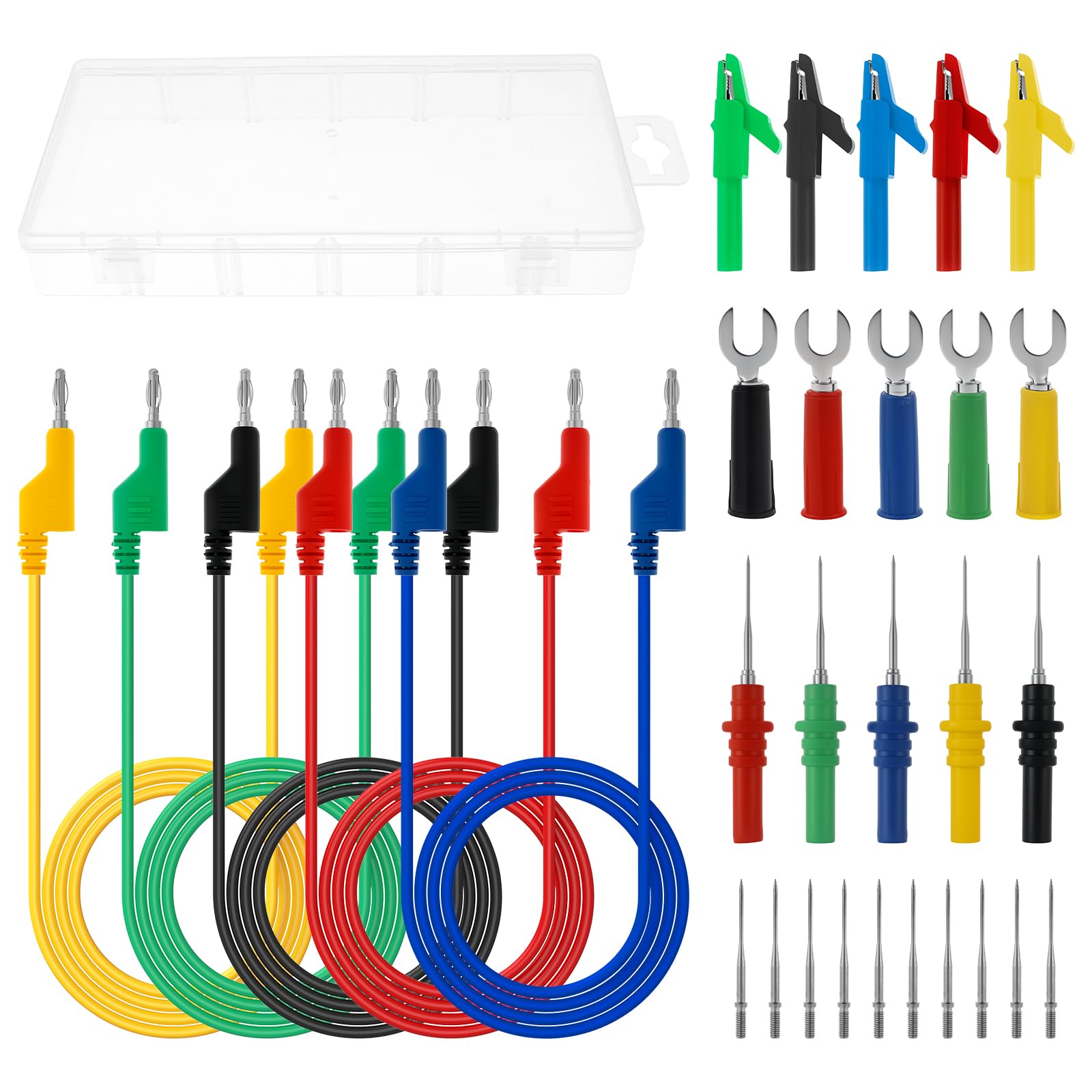 30pcs Back Probe Kit, Banana Plug to Copper Alligator Clip Automotive Test Leads Set, Insulation Wire Piercing Probes, Test Wires for Car Repairing Diagnostic Circuit Testing