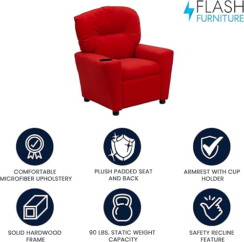 Miniatura 205 de Flash Furniture Chandler LeatherSoft - Silla reclinable para niños con portavasos y reclinable de seguridad, silla reclinable contemporánea para
