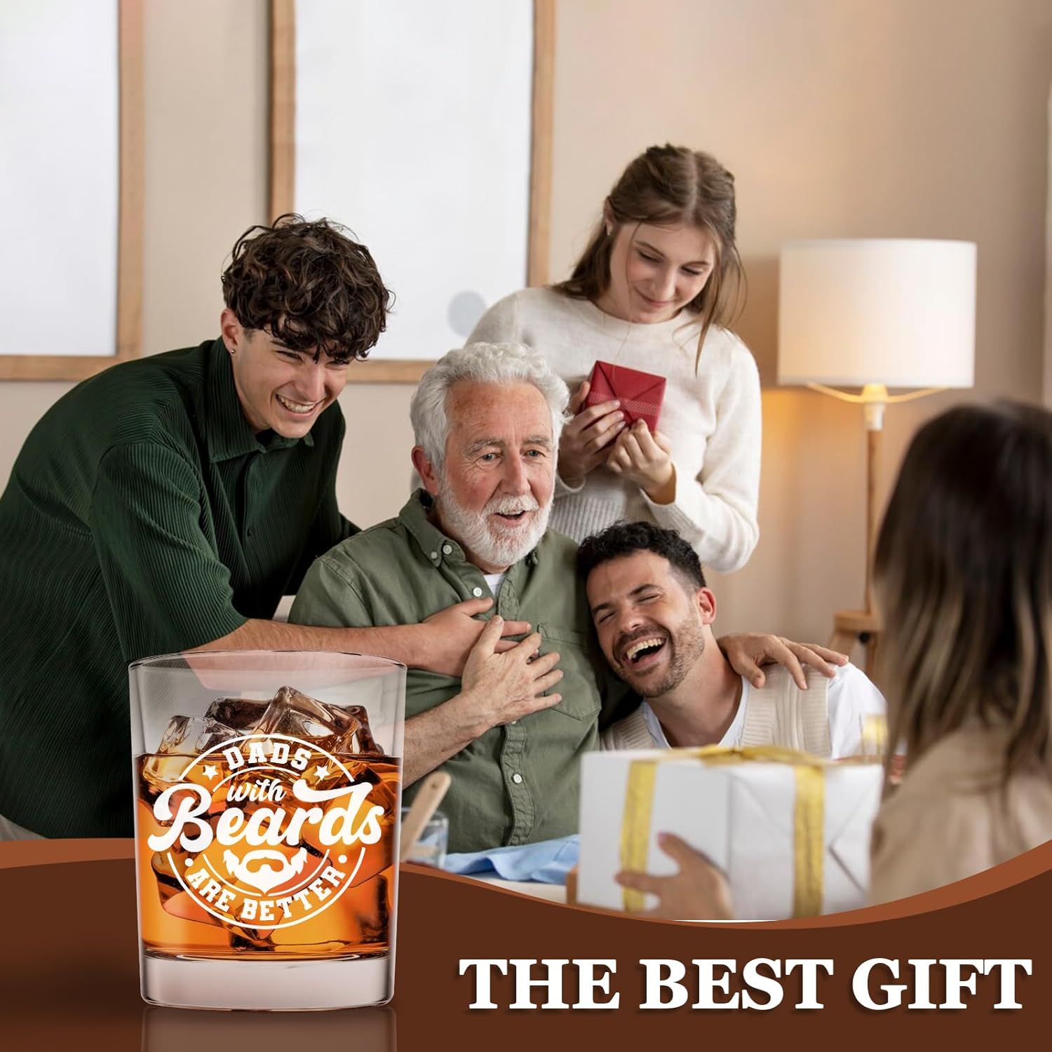 Voatok Dad Whiskey Glasses 10 oz, Funny Dad Gifts for Father's Day from Kids, Dads with Beards Are Better Old Fashioned Rocks Glasses for Men Drinking Scotch Bourbon Cocktail Liquor Vodka - Image 5