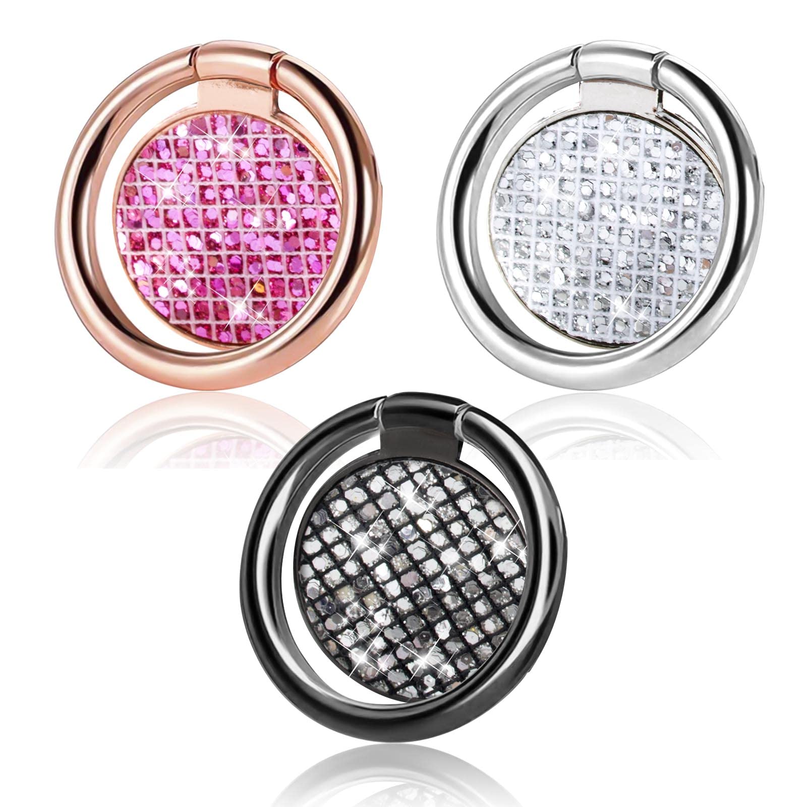 MUNSKT Cell Phone Ring Holder, Handy Finger Ring Stand, Universal 360 Degree Rotation Adjustable Metal Finger Grip for All Smartphone