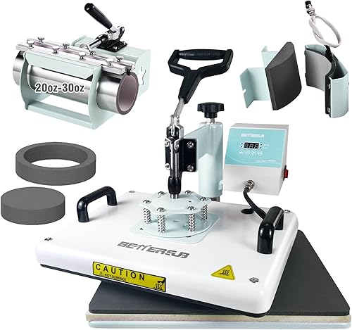 BetterSub Máquina de prensa térmica 5 en 1 de 12 x 15 pulgadas, prensa de sublimación de calidad industrial con accesorio de vaso de 30 onzas y
