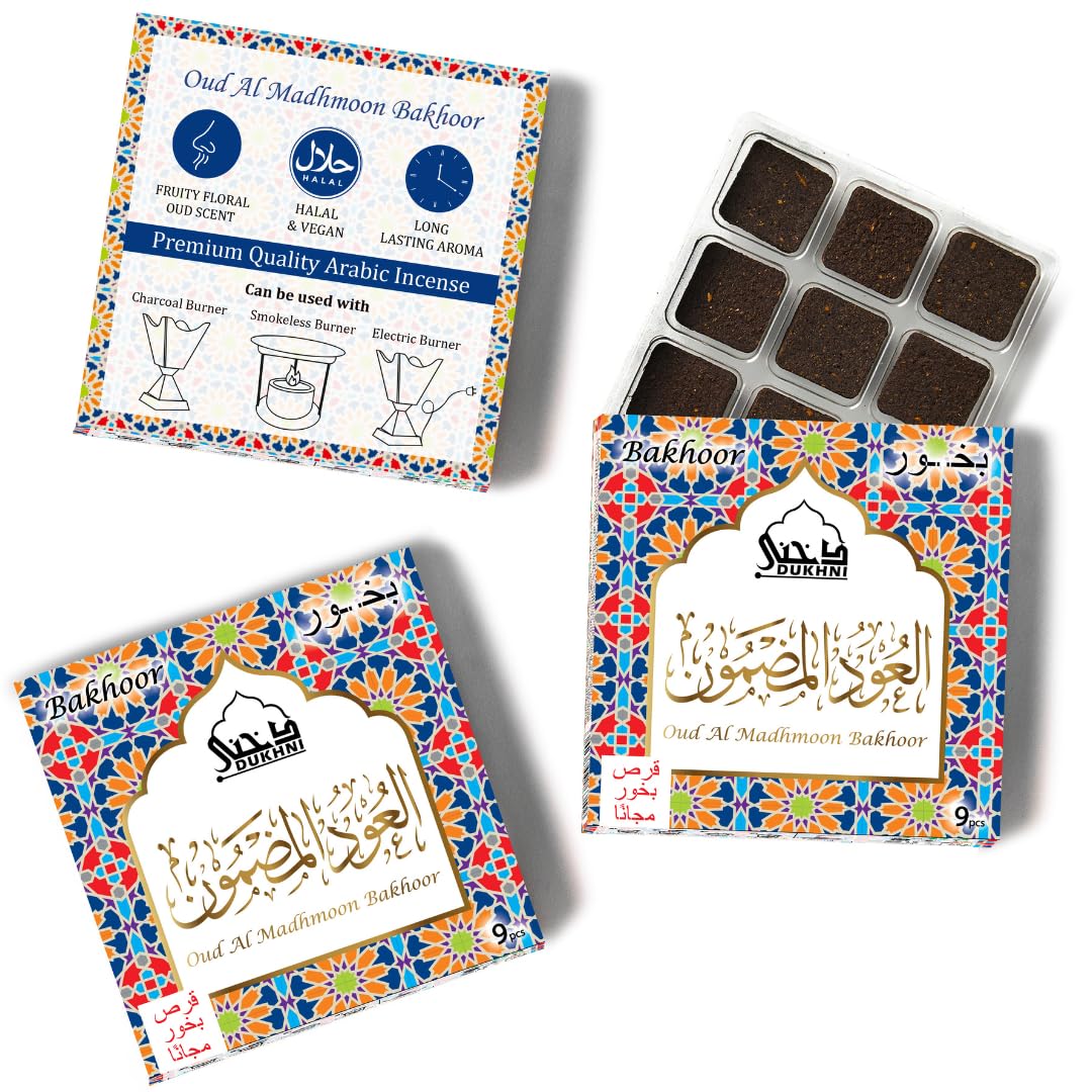 Dukhni Oud Al Madhmoon Bakhoor By | 3X9 Pc | Fruity Floral Agarwood Incense