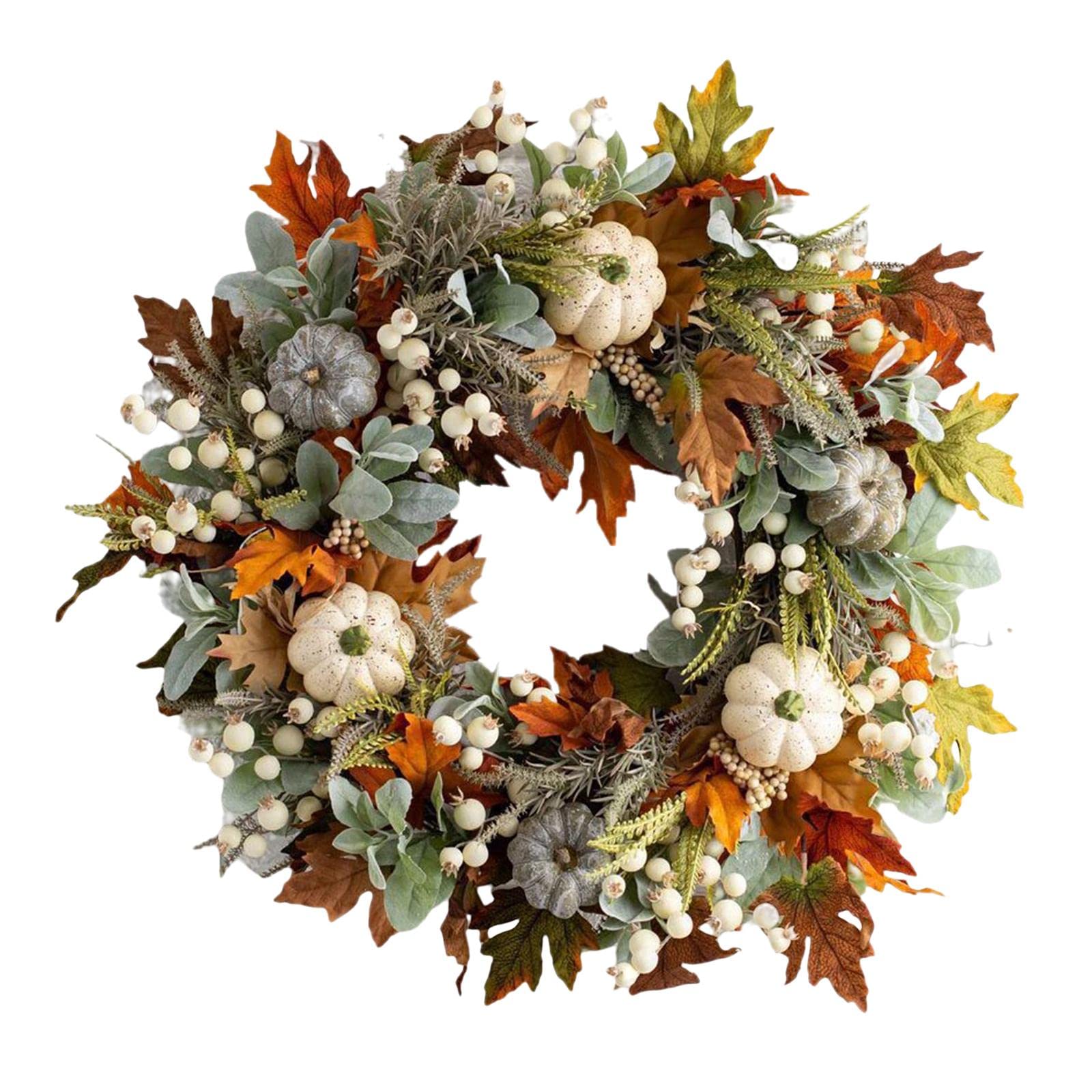CALANDIS® Door Autumn Fall Wreath Thanksgiving Wreaths Holiday Decor Simulated 35Cmx35Cm