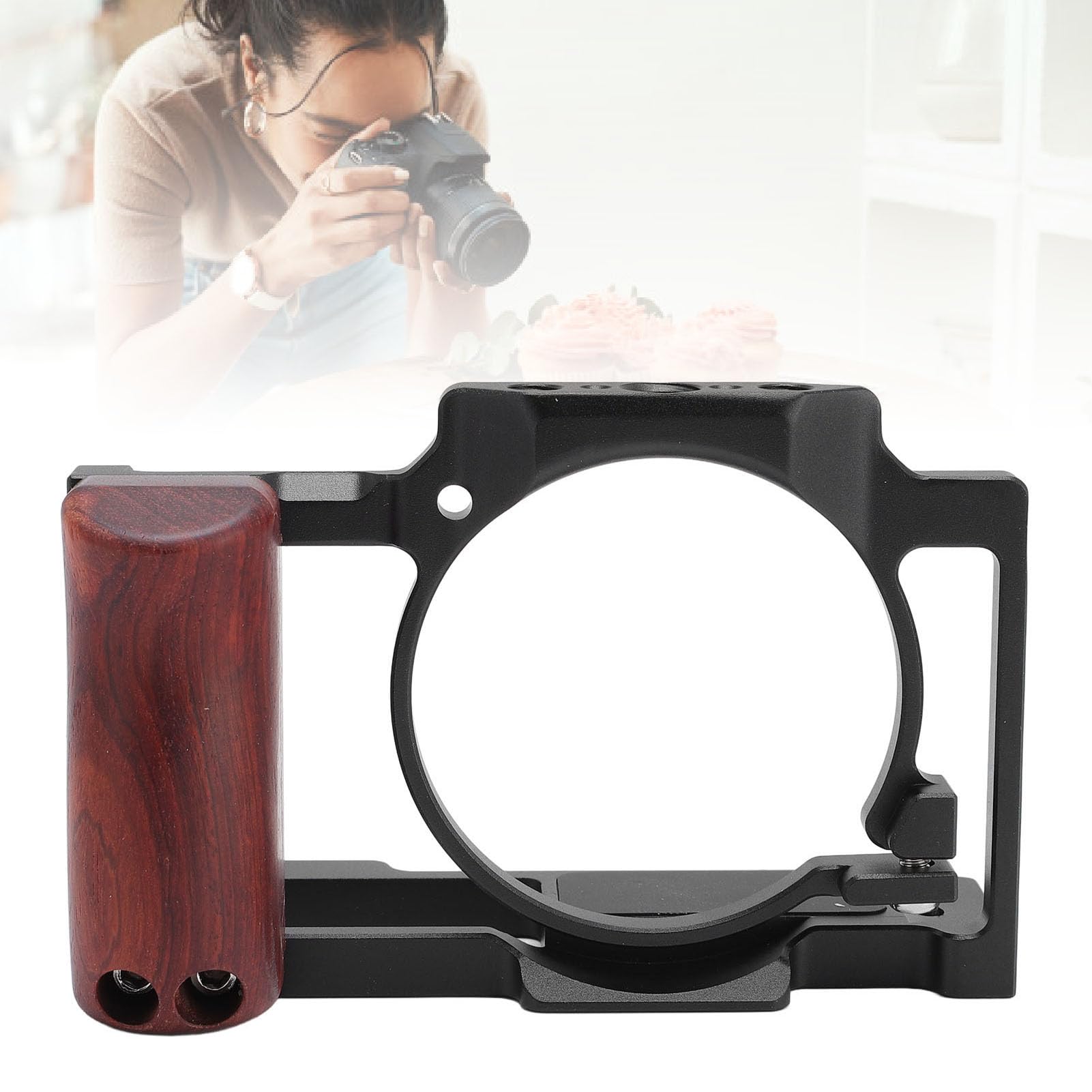 CHICIRIS Gabbia Video per Fotocamera per Rig ZV1 in Alluminio Resistente con Molteplici Opzioni di Montaggio Migliore Produzione Cinematografica (BLACK)